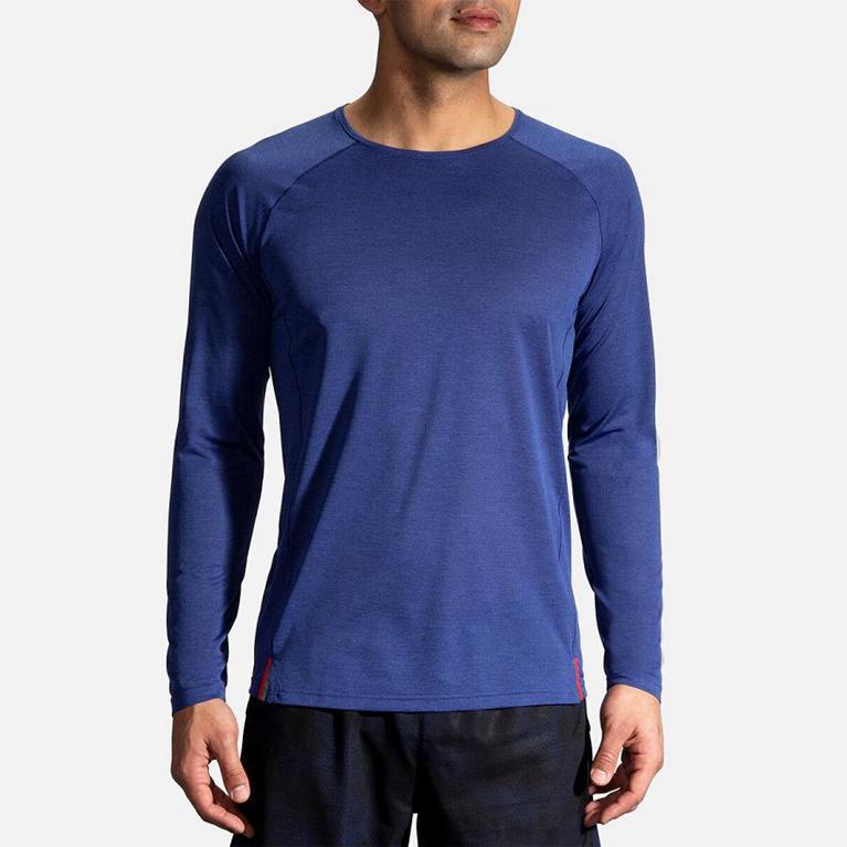 Brooks Ghost Long Sleeve Running Shirt - Men's - Blue (97806-DFZL)